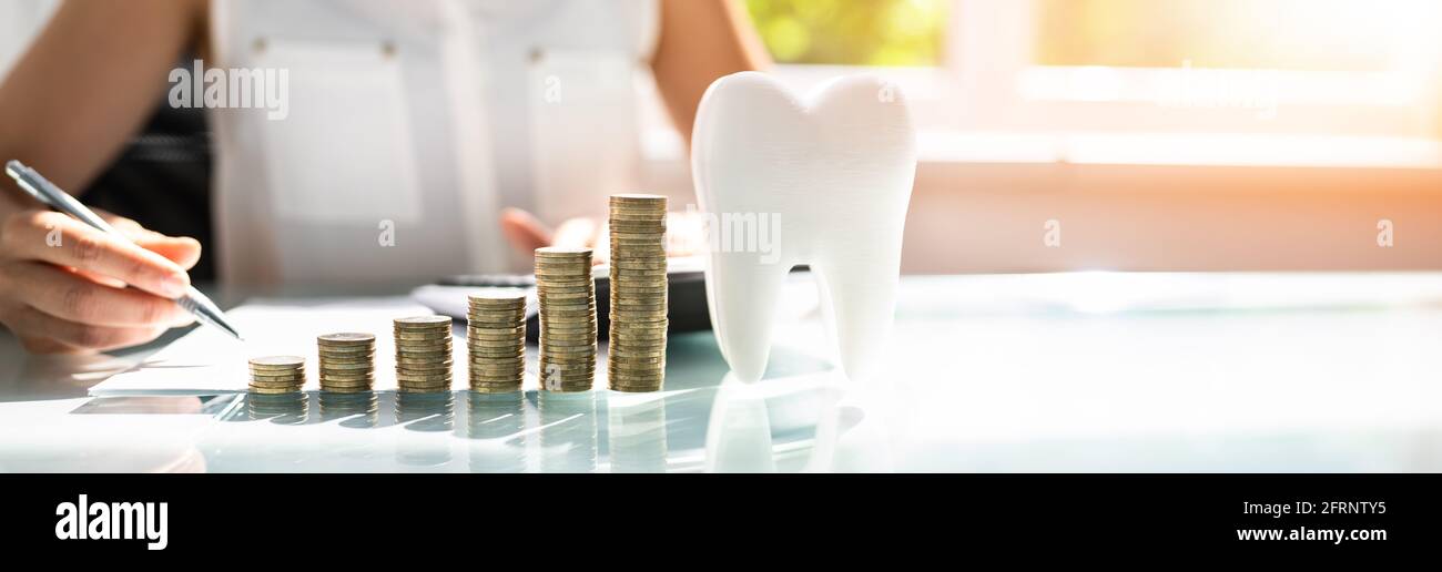 Dental Bill And Cost Financing. Dentist Bills Stock Photo