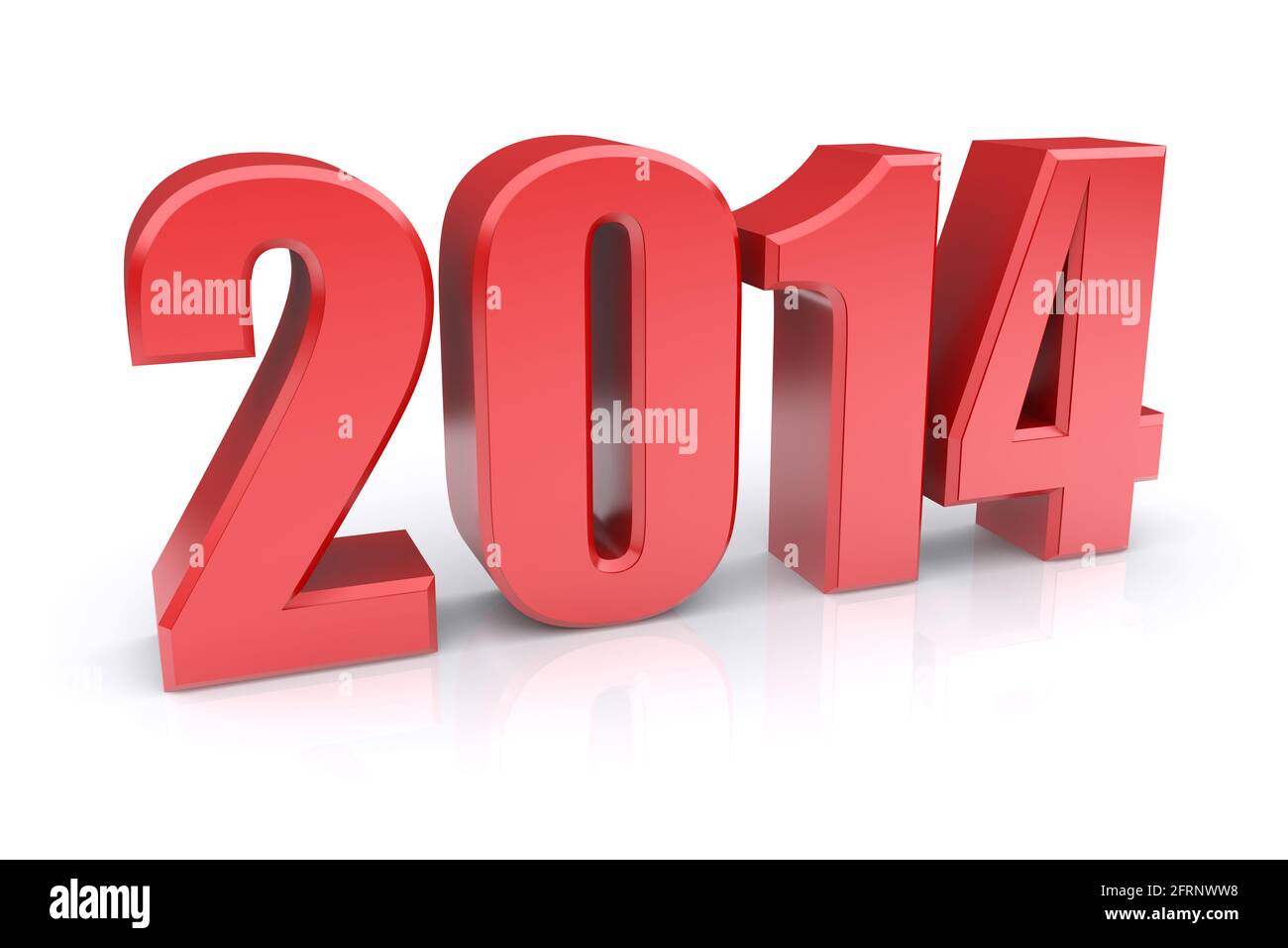 Red 2014 year on a white background. 3d rendered image Stock Photo