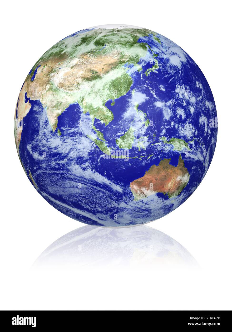 Earth globe cloud map. View of the planet from space. Side of the Asia, Indonesia  and Australia. The Earth texture of this image furnished by NASA. ( Stock Photo