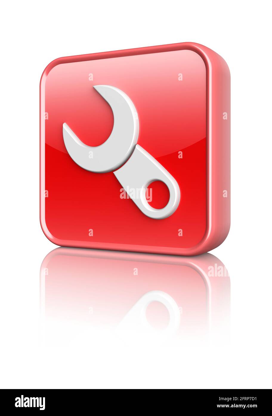 Red settings icon button. 3d image Stock Photo