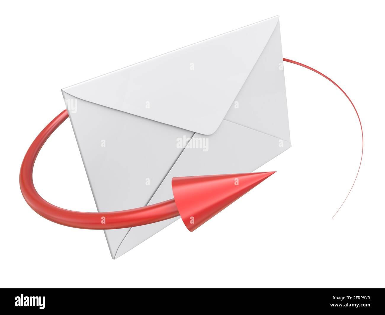 Envelope and red arrow around. E-mail concept. 3d image Stock Photo