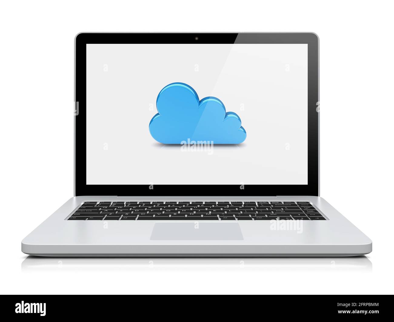 Laptop with cloud computing symbol on a screen. 3d image Stock Photo