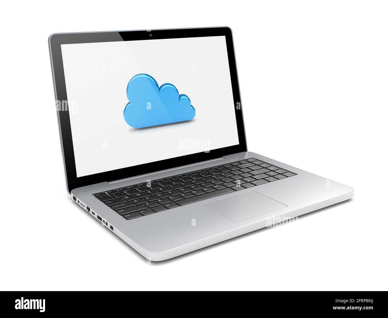Laptop with cloud computing symbol on a screen. 3d image Stock Photo