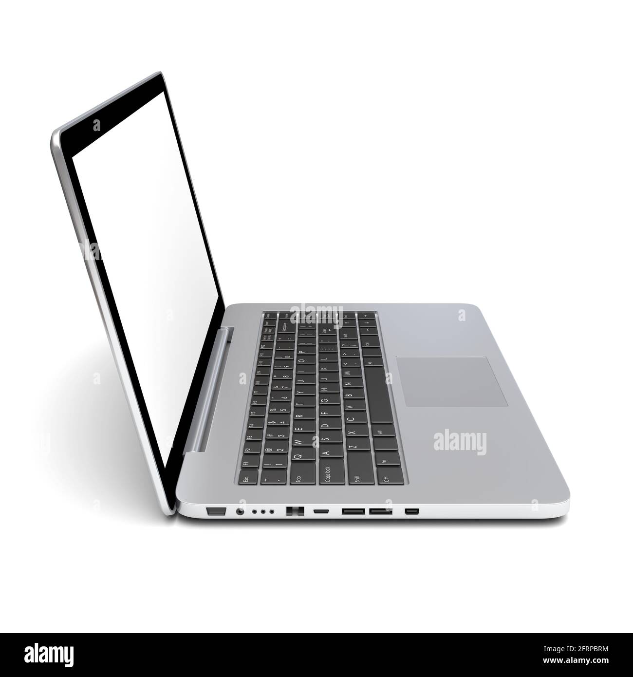 Laptop with blank screen. Isolated on a white. 3d image Stock Photo