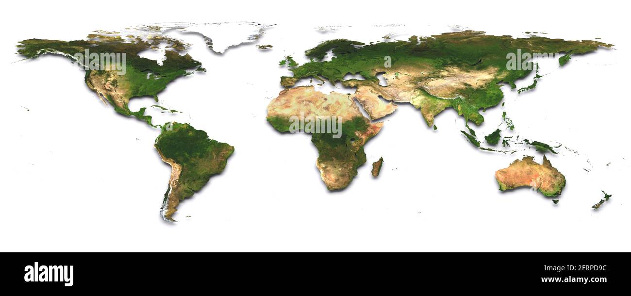 World map. 3d image. The Earth texture of this image furnished by NASA. (http://visibleearth.nasa.gov/view rec.php?id=2430) Stock Photo