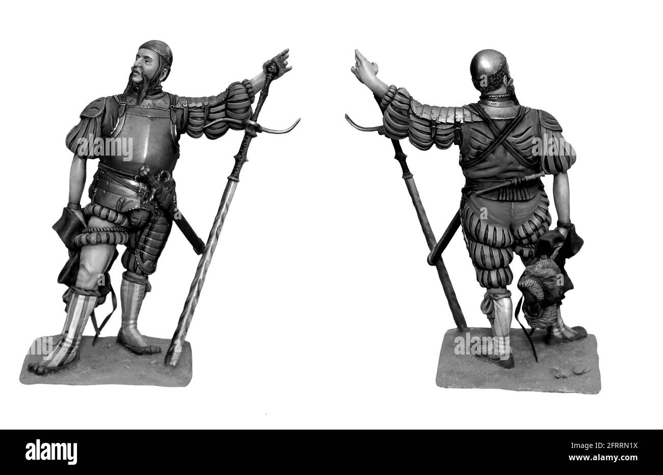 Landsknecht with longsword. Medieval soldier illustration. Medieval mercenary. Stock Photo
