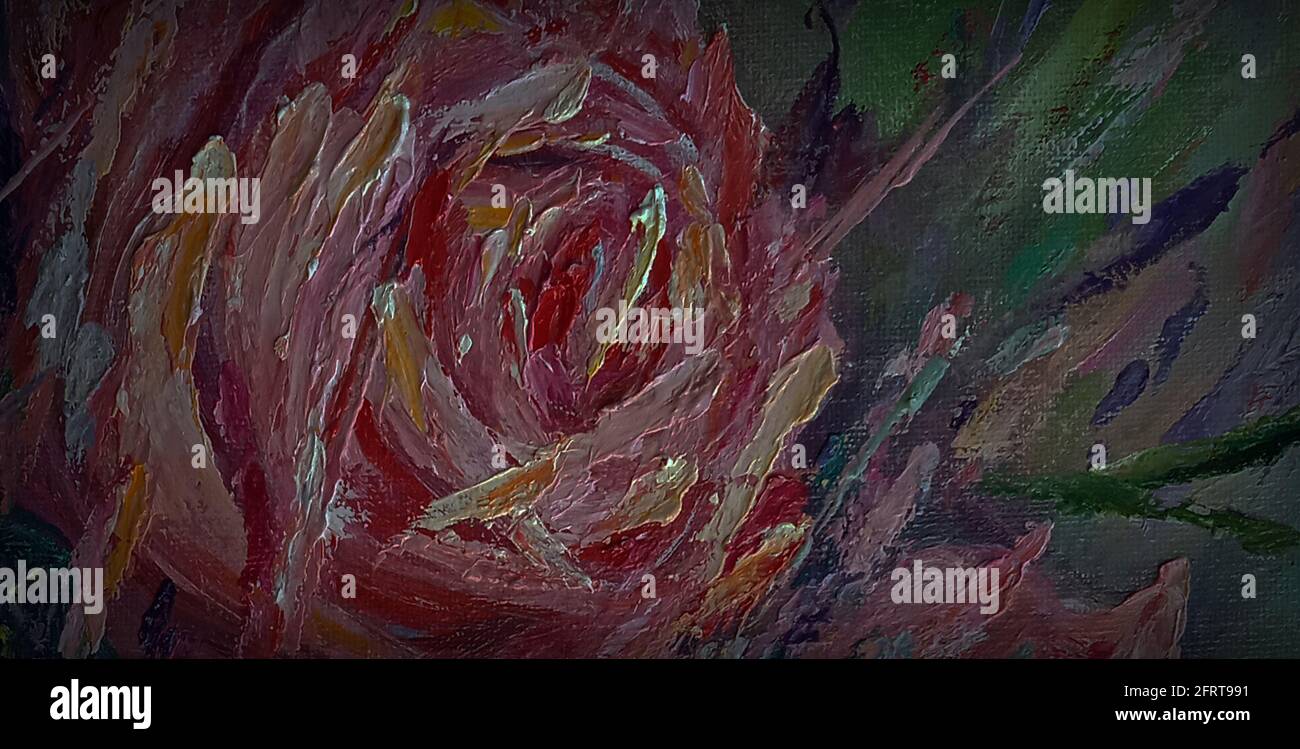 Art, oil ,painting , rose   flower , abstract , design , background,thailand Stock Photo
