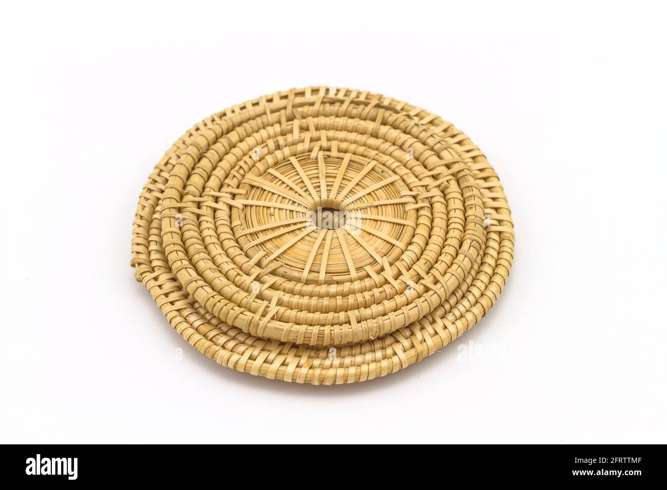 Rattan weave mat on a white background Stock Photo