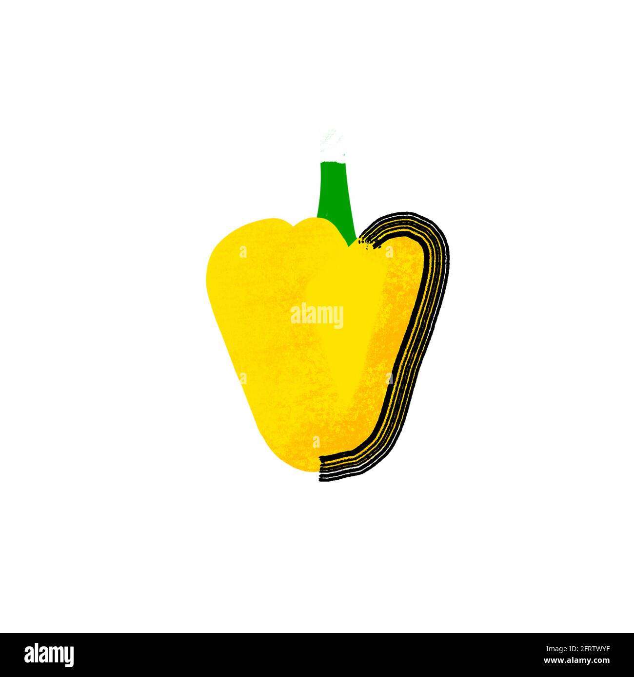 Stylized yellow bell pepper illustration on white Stock Photo