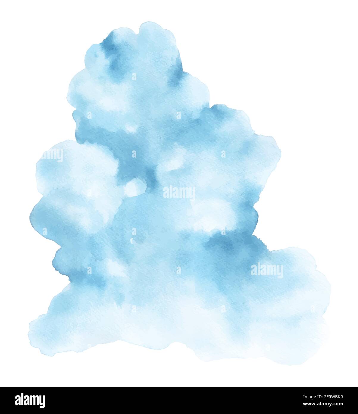 Abstract blue watercolor stain shape. Cloud isolated element by watercolor hand-painted. Stock Vector
