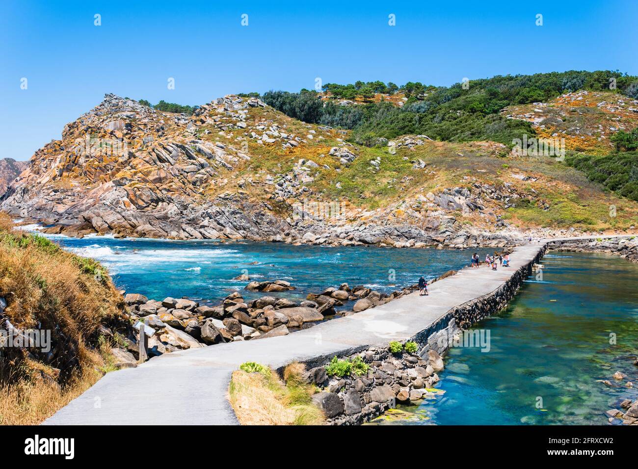 Beautiful view of a beach in the Cies Islands in Pontevedra, Spain Stock Photo