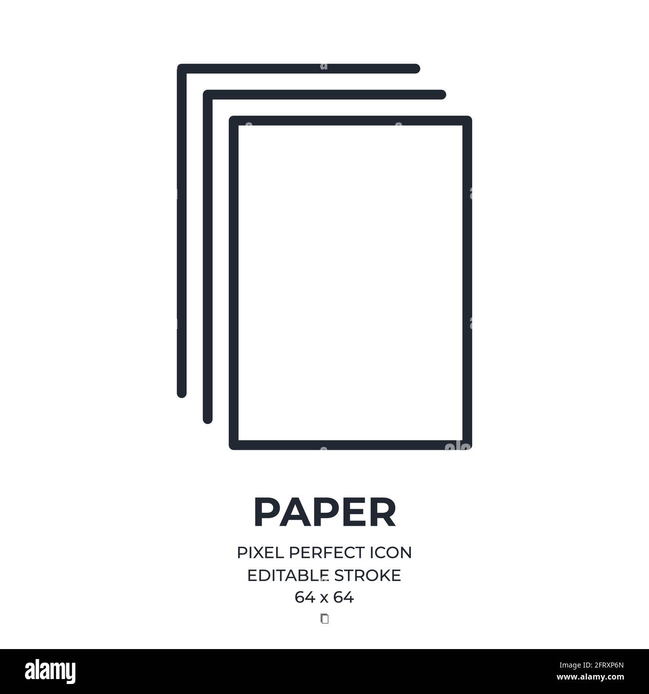 Paper editable stroke outline icon isolated on white background flat ...