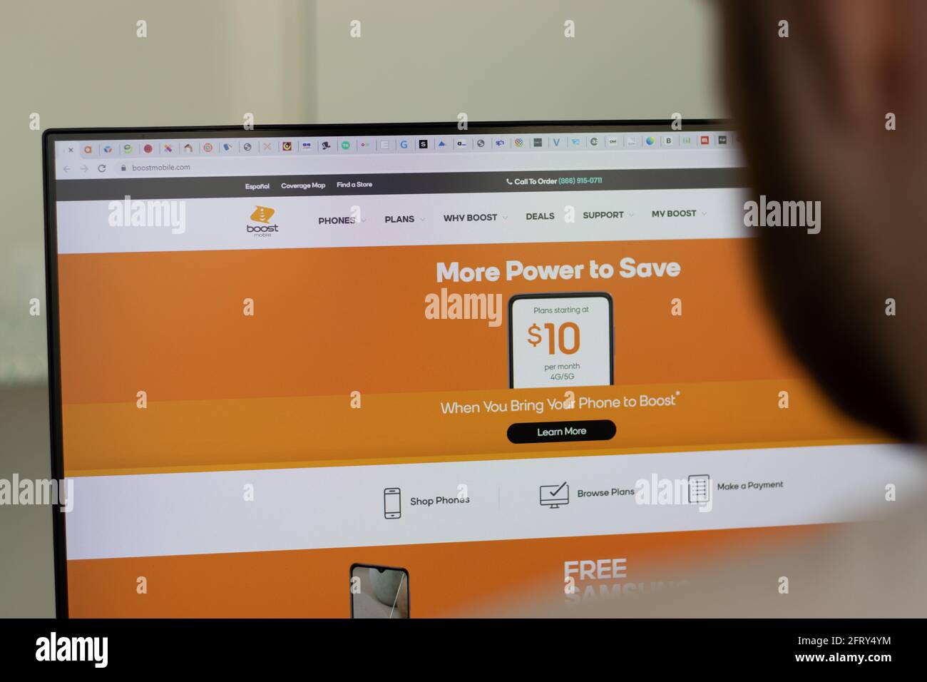 New York, USA 1 May 2021 Boost Mobile company website on screen