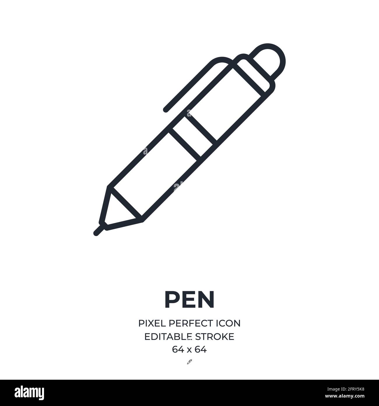 Pen editable stroke outline icon isolated on white background flat ...