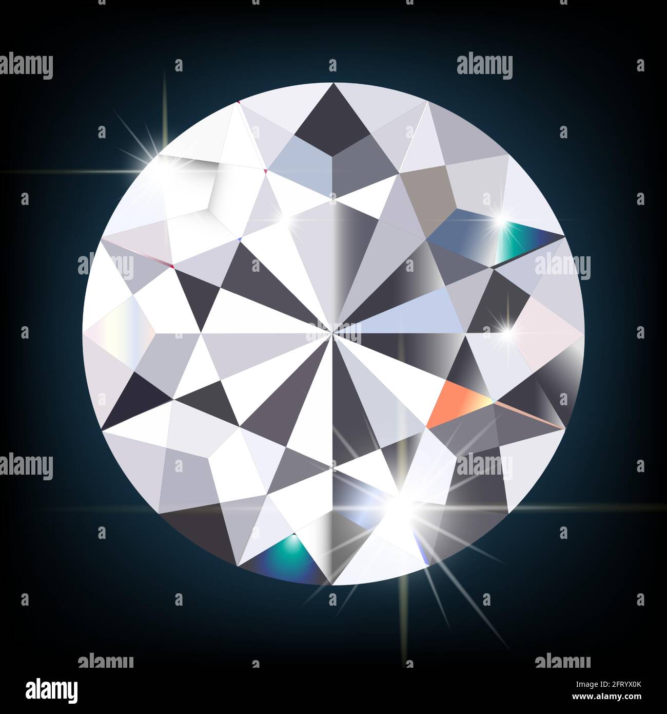 Diamond on a black background. Gemstone 3d realistic vector illustration Stock Vector