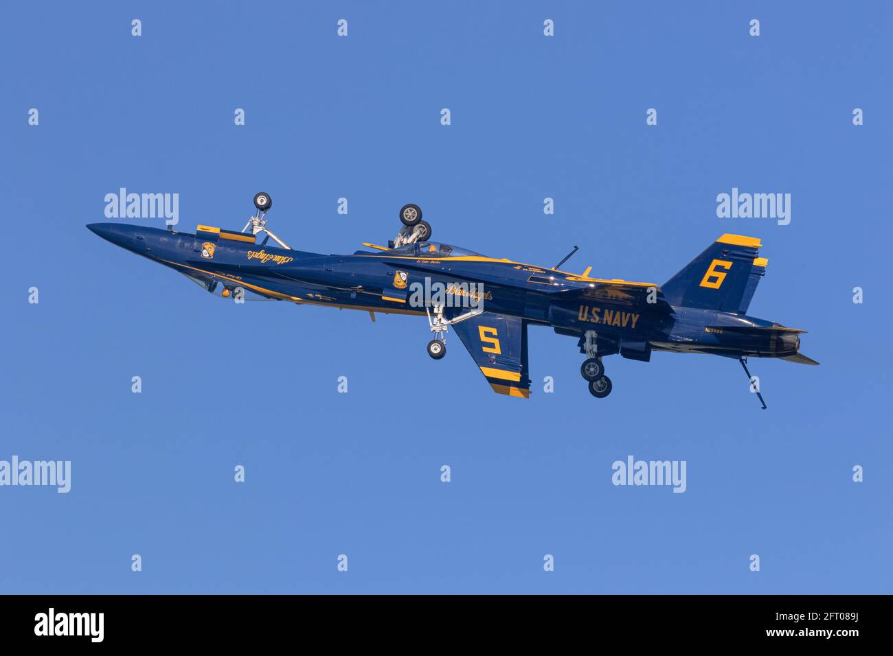 Blue Angels US Navy formation aerobatic team/ Boeing F/A 18 Hornet Stock Photo