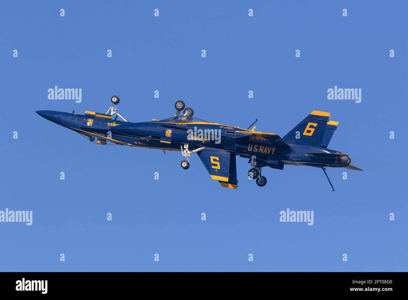 Blue Angels US Navy formation aerobatic team/ Boeing F/A 18 Hornet Stock Photo