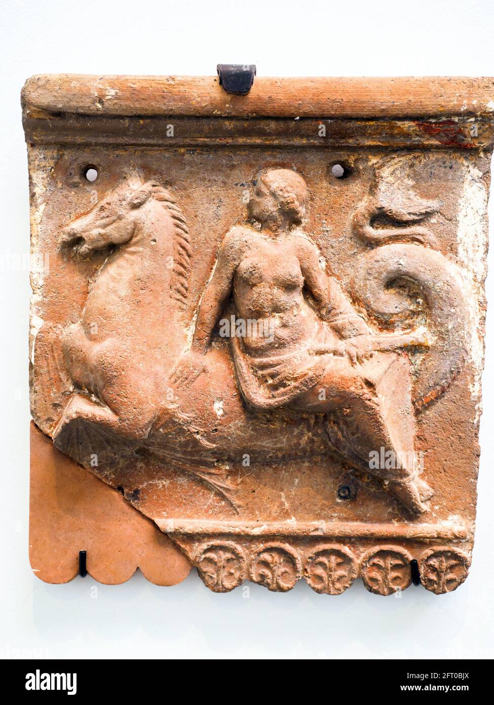 Slabs with Nereids on Triton I sec BC Terracotta Pompeii archaeological site, Italy Stock Photo