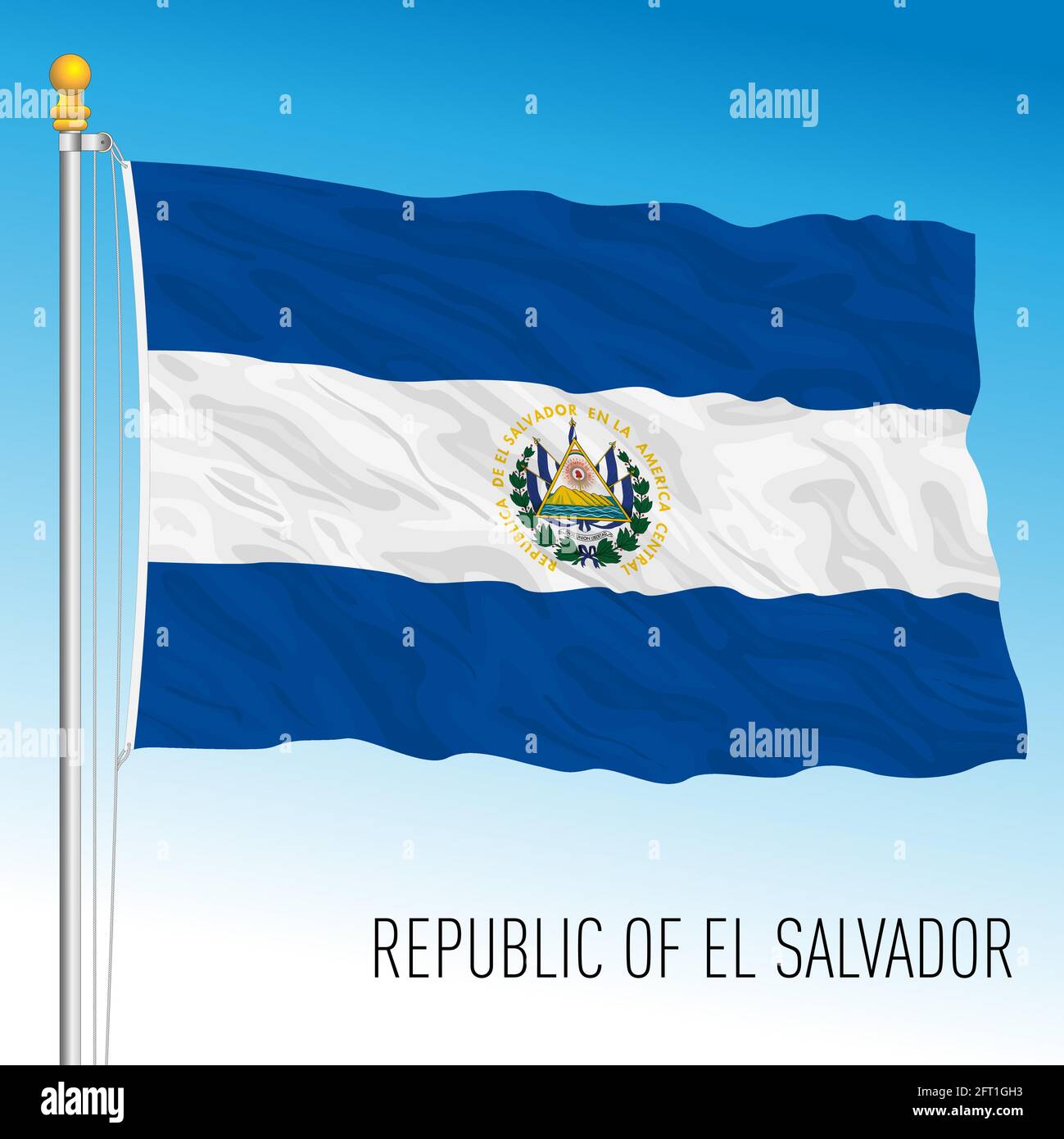 El Salvador official national flag, american country, vector illustration Stock Vector