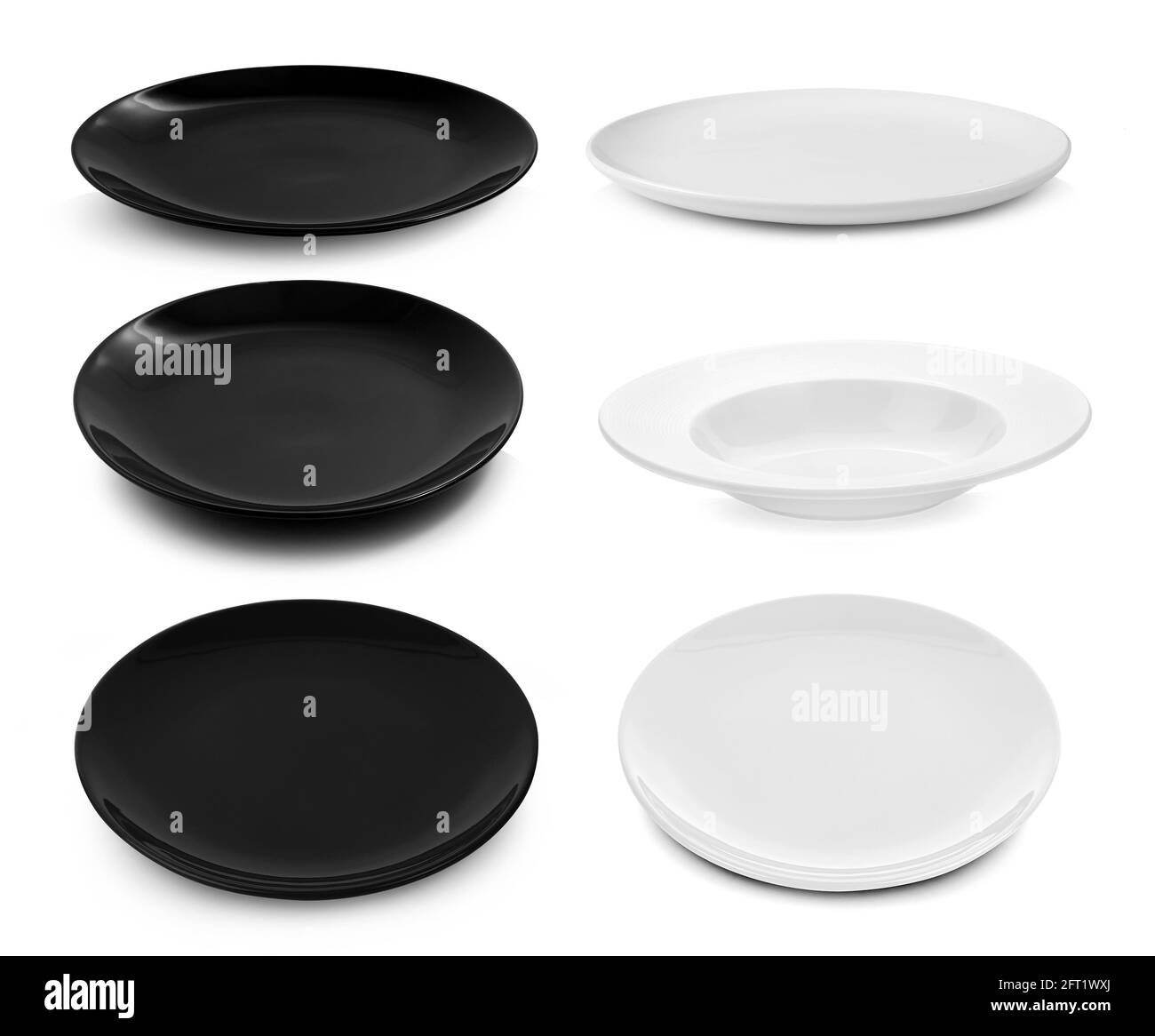 set of black and white plate on white background Stock Photo - Alamy