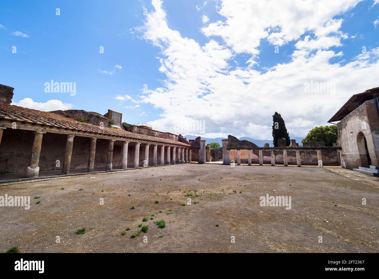 Portico in the Stabian Baths (terme Stabiane) - Pompeii archaeological site, Italy Stock Photo