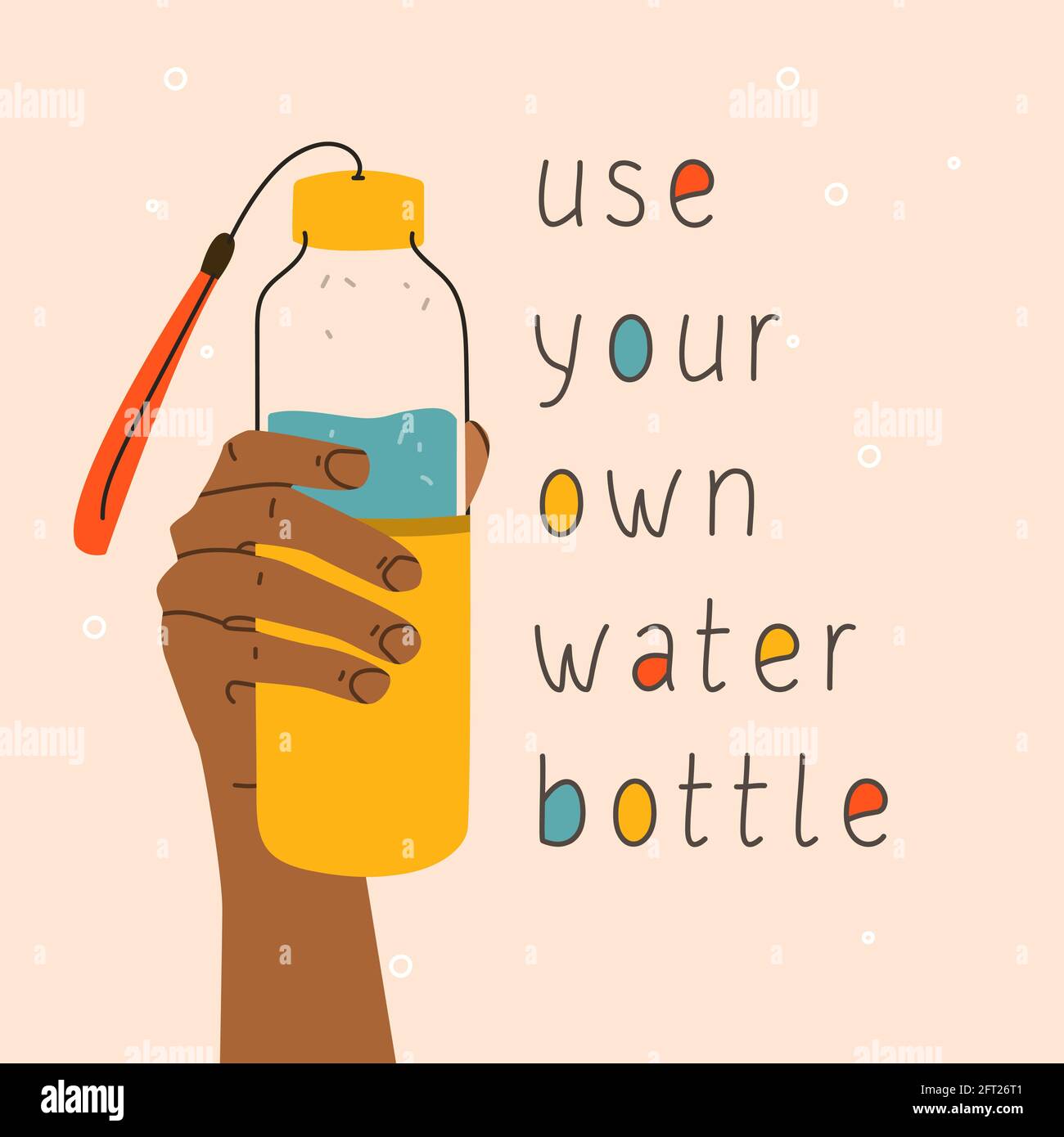 Use your own water bottle. A hand holding a glass or plastic water