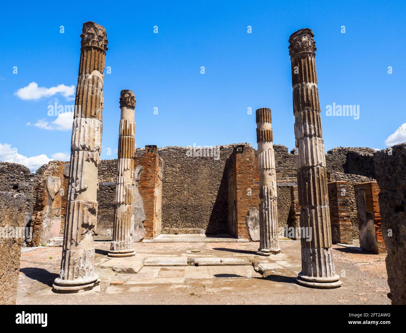 Tetrastyle atrium in the House in the Faun (Casa del Fauno) - Pompeii archaeological site, Italy Stock Photo