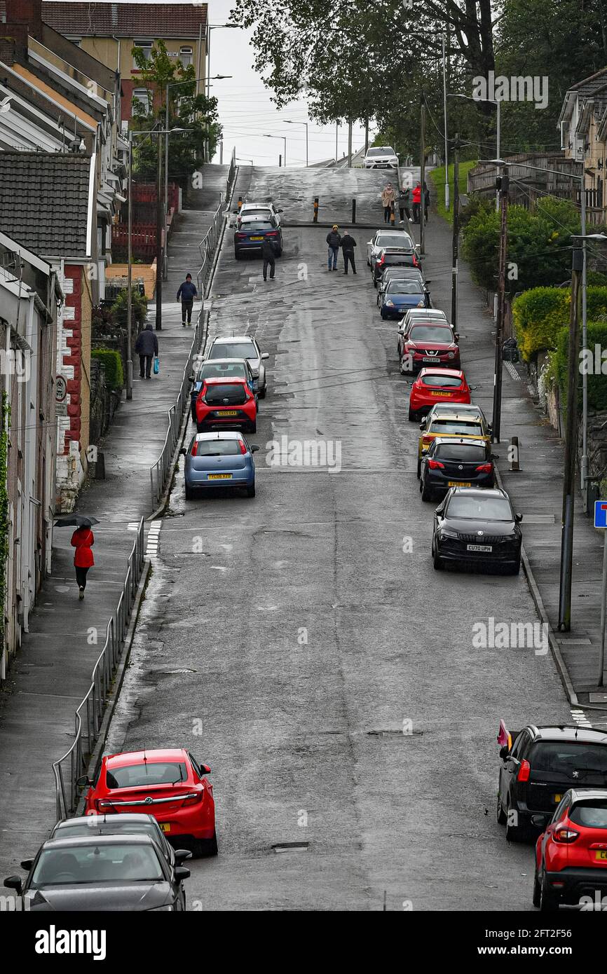 The top of Waun Wen Road, Swansea, where largescale disorder broke out