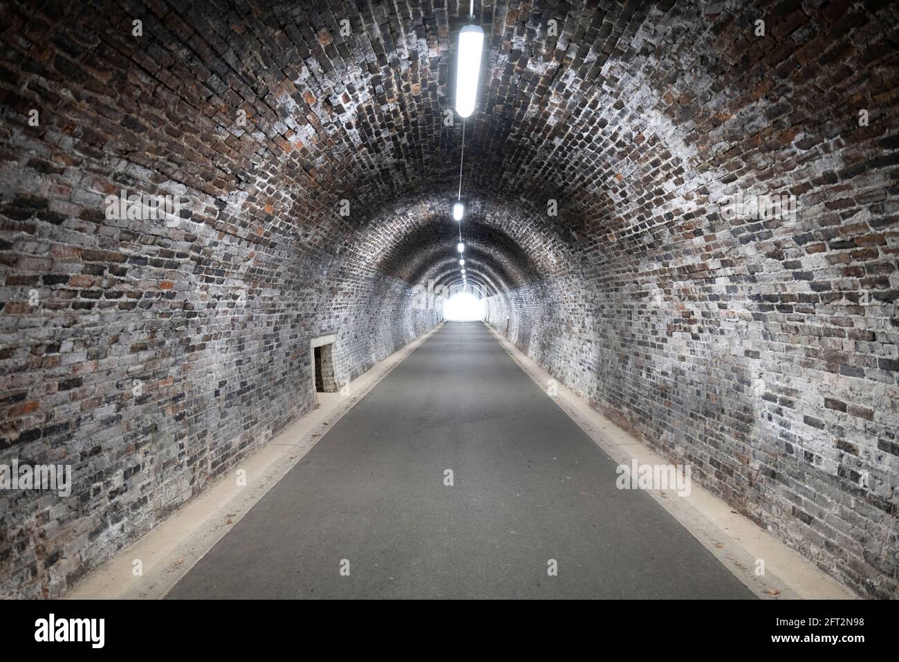 Tunnel on the Keswick to Threlkeld Cycle rail trail, Lake District, Cumbria, UK. Stock Photo