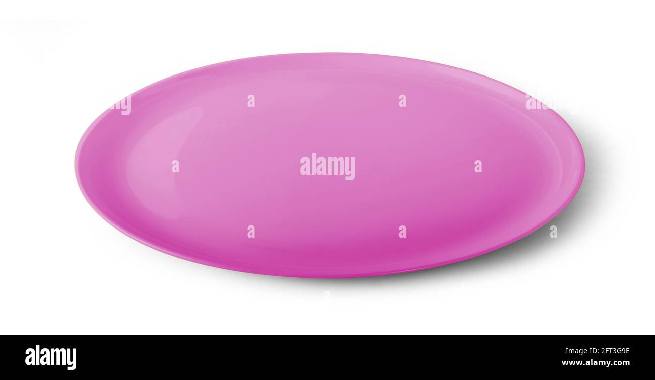 empty pink plate isolated on white background Stock Photo - Alamy