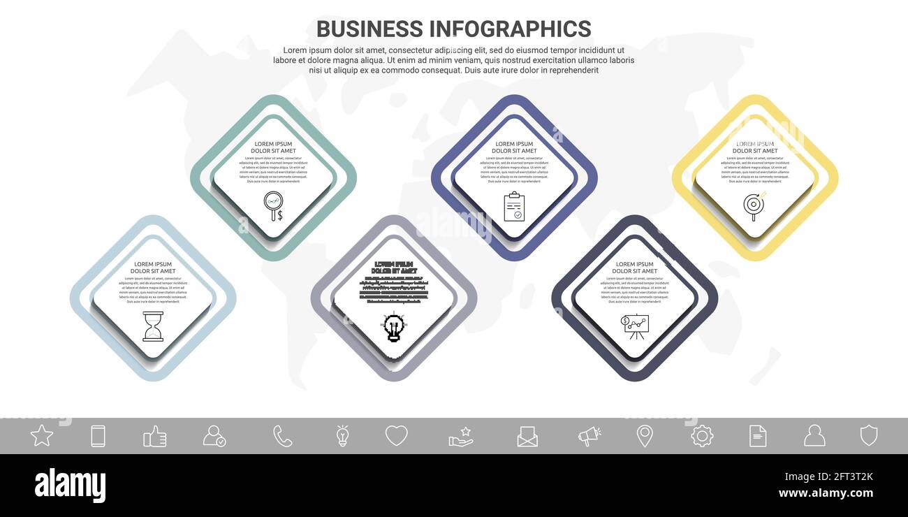 Vector infographic rhombus. Business concept of 6 options and squares ...