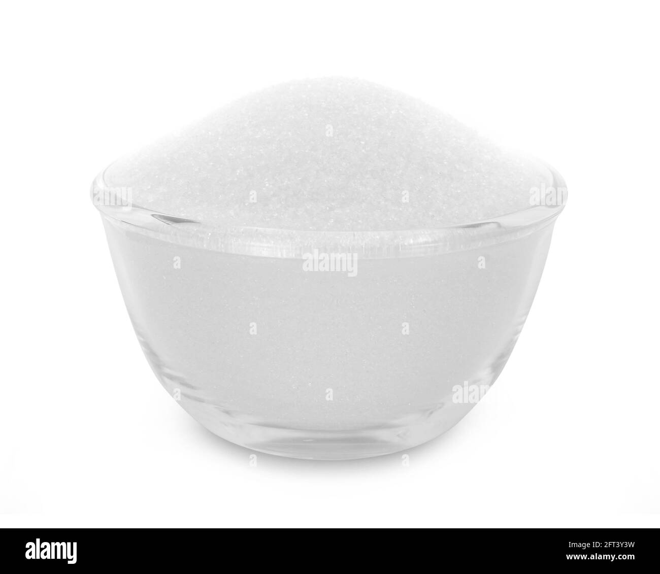 bowl glass of sugar isolated on white background. Stock Photo