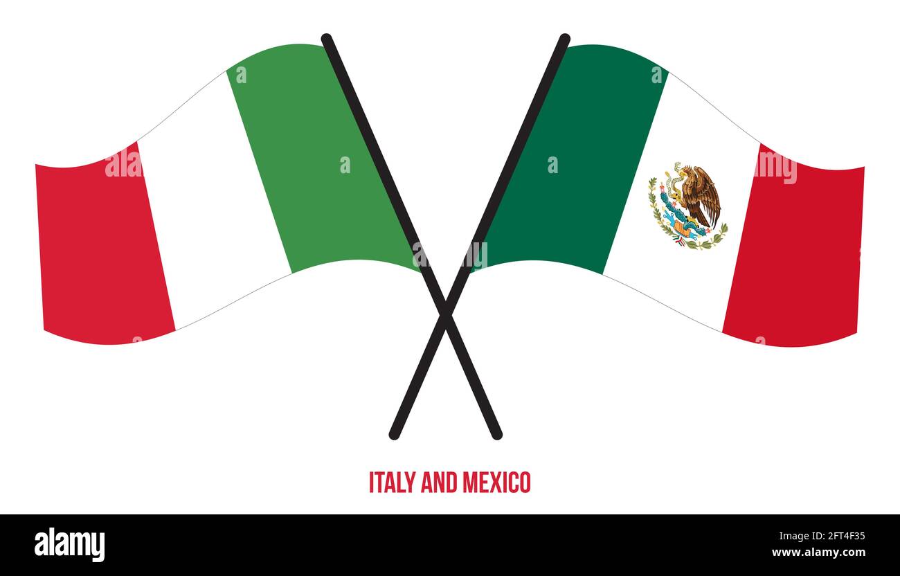 Italy and Mexico Flags Crossed And Waving Flat Style. Official Proportion.  Correct Colors Stock Vector Image & Art - Alamy