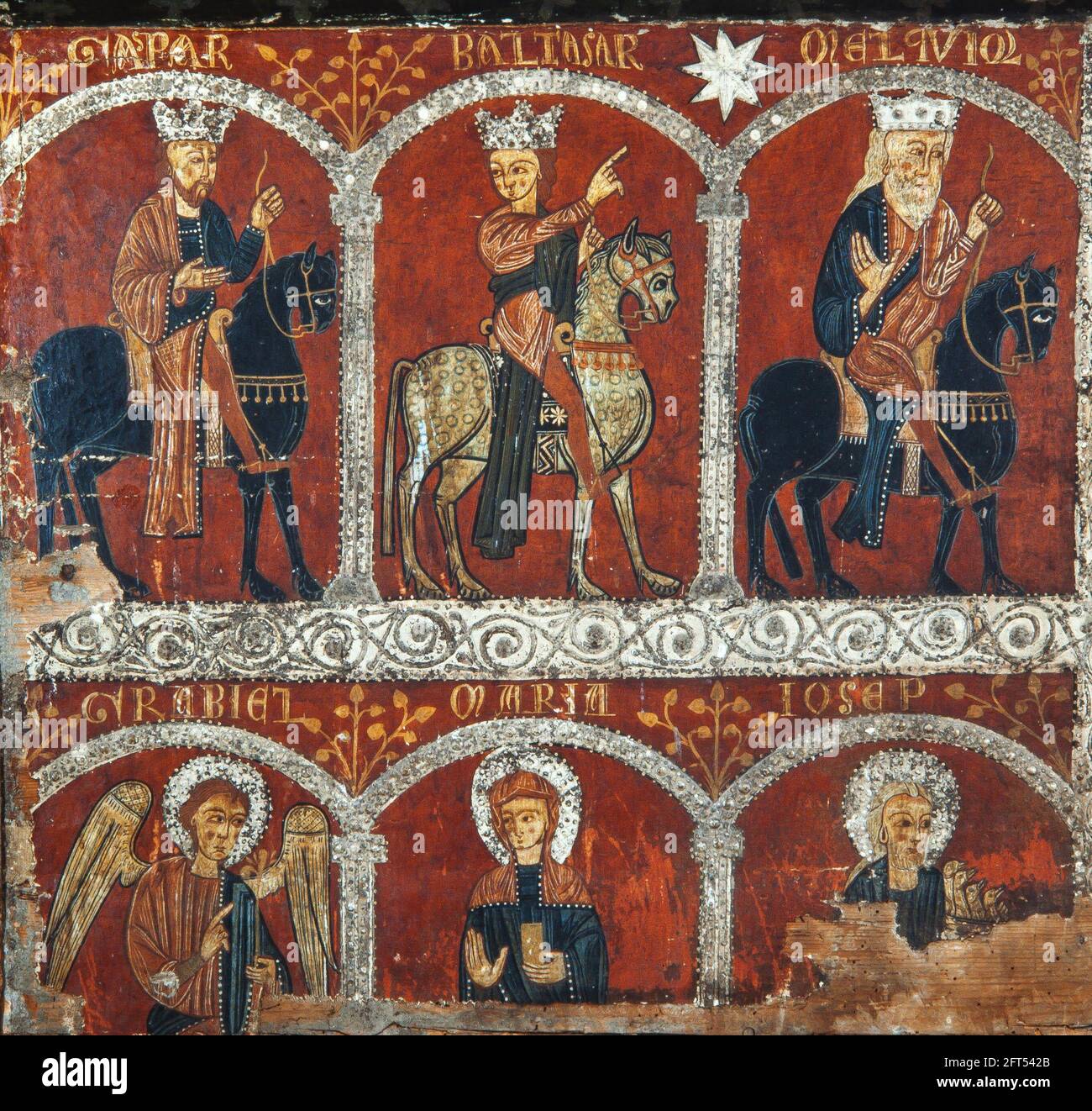 Frontal de altar de Mosoll (detalle), siglo XIII, Temple sobre tabla