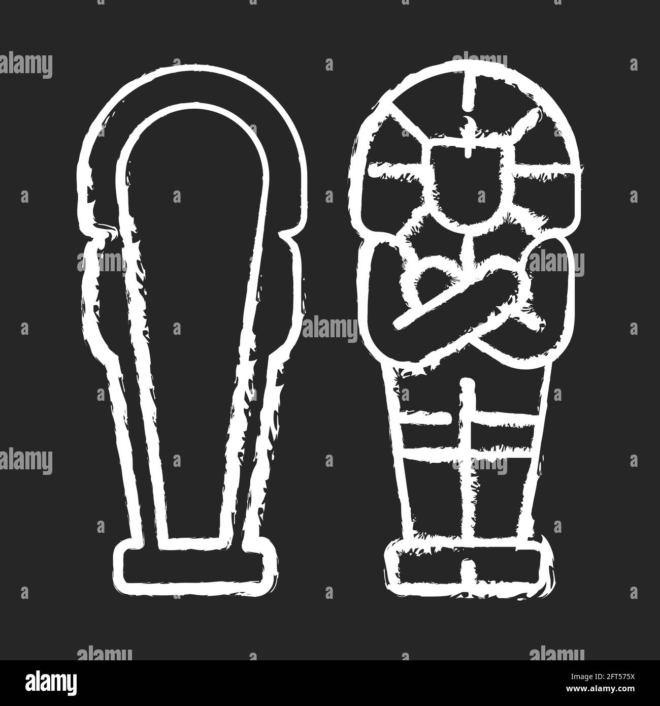 Egyptian sarcophagus chalk white icon on black background Stock Vector ...