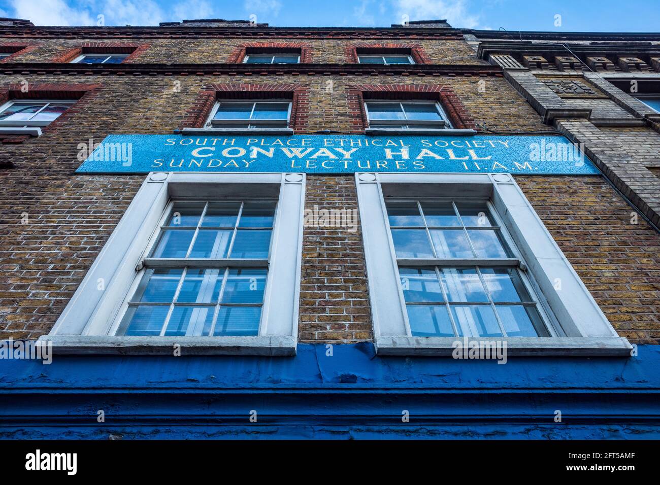 Conway Hall London Theobalds Road entrance, C. London. Conway Hall is owned by the charity Conway Hall Ethical Society and was first opened in 1929. Stock Photo