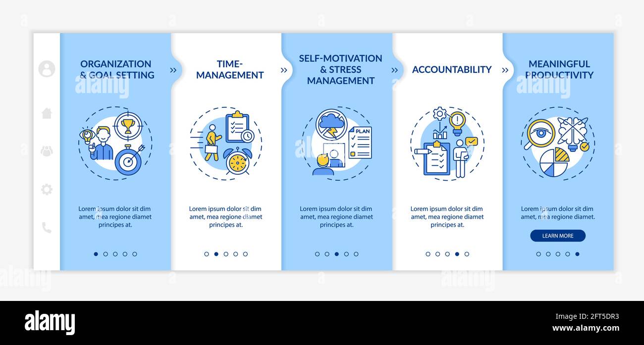 Self regulation skills improvement onboarding vector template Stock ...