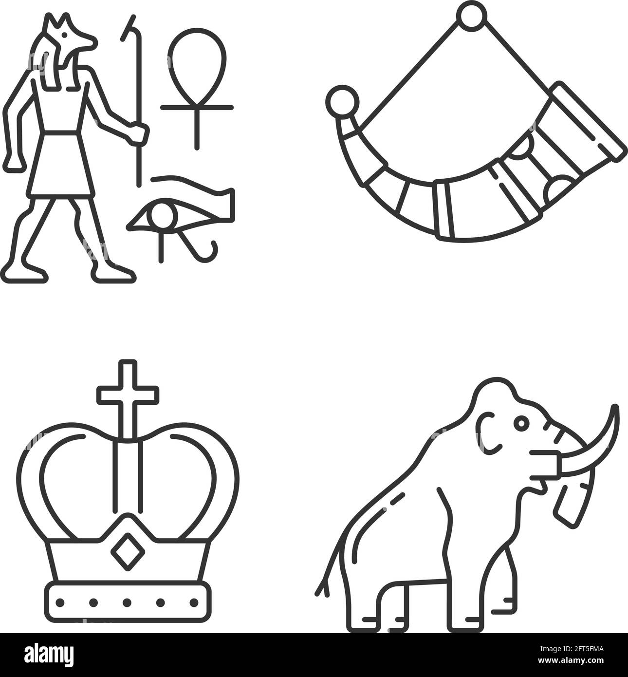 Ancestors heritage linear icons set Stock Vector
