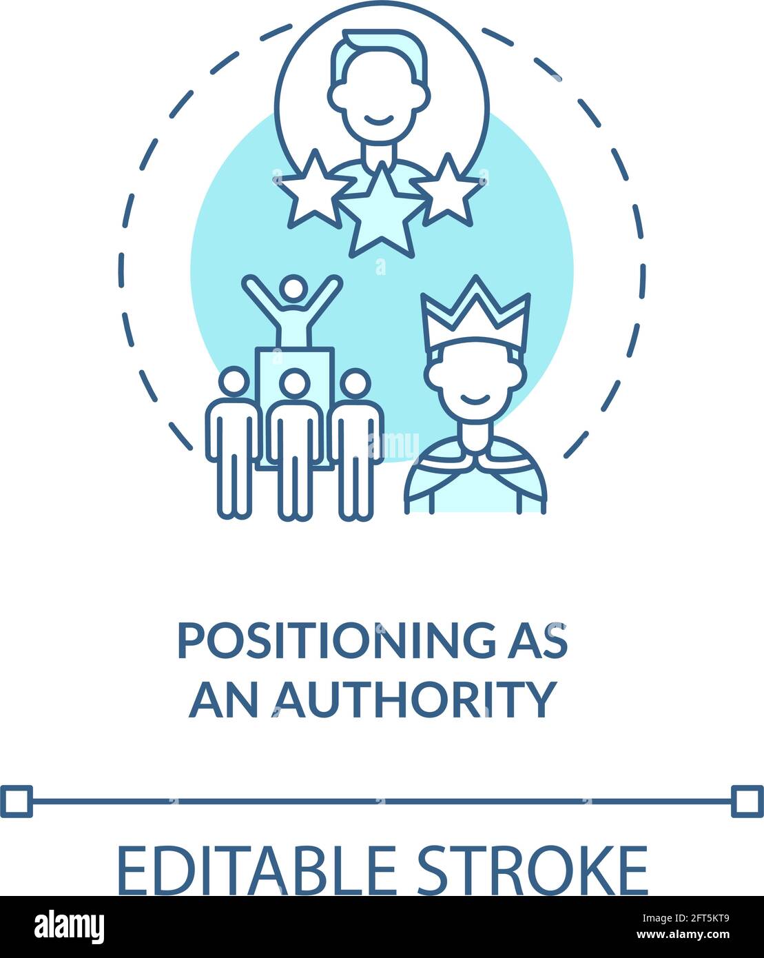 Positioning as authority blue concept icon Stock Vector