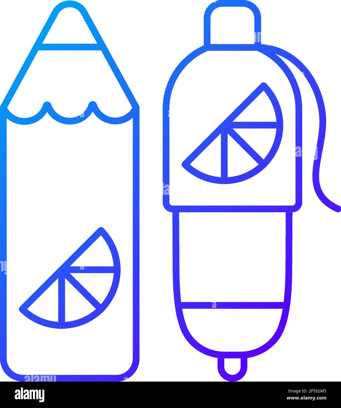 Branded pens and pencils gradient linear vector icon Stock Vector