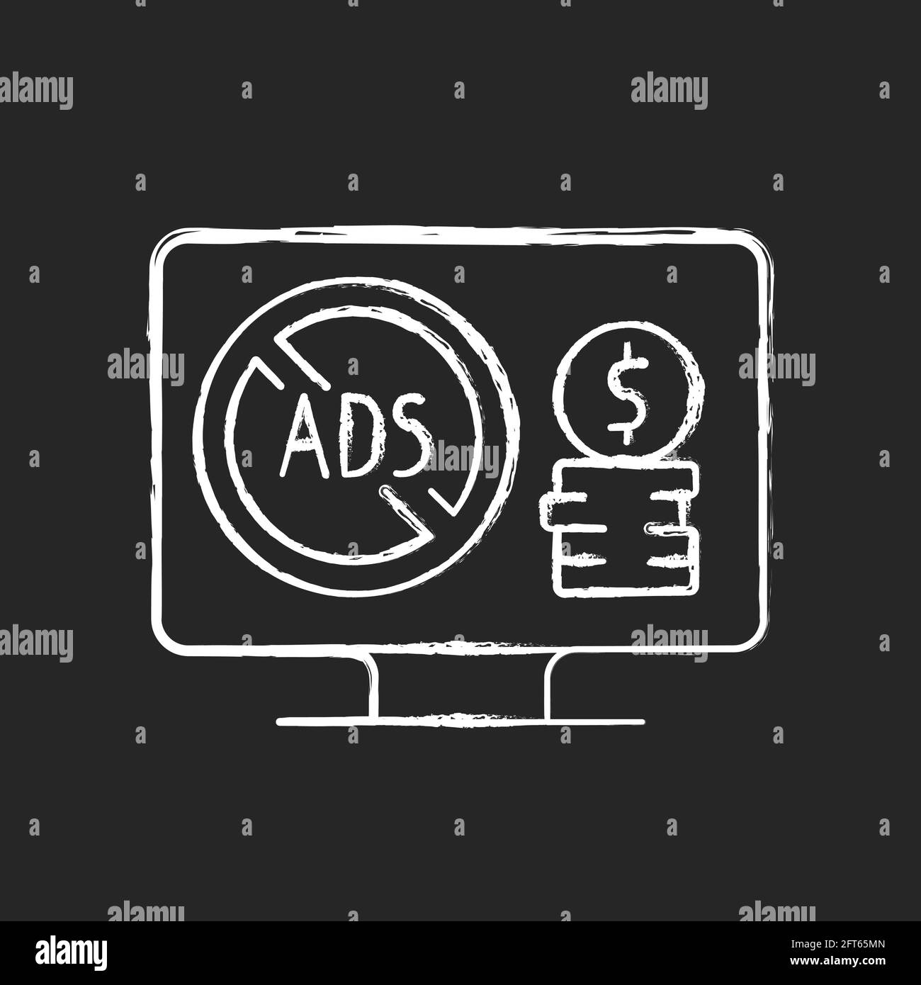 Ad-free subscription plan chalk white icon on black background Stock Vector