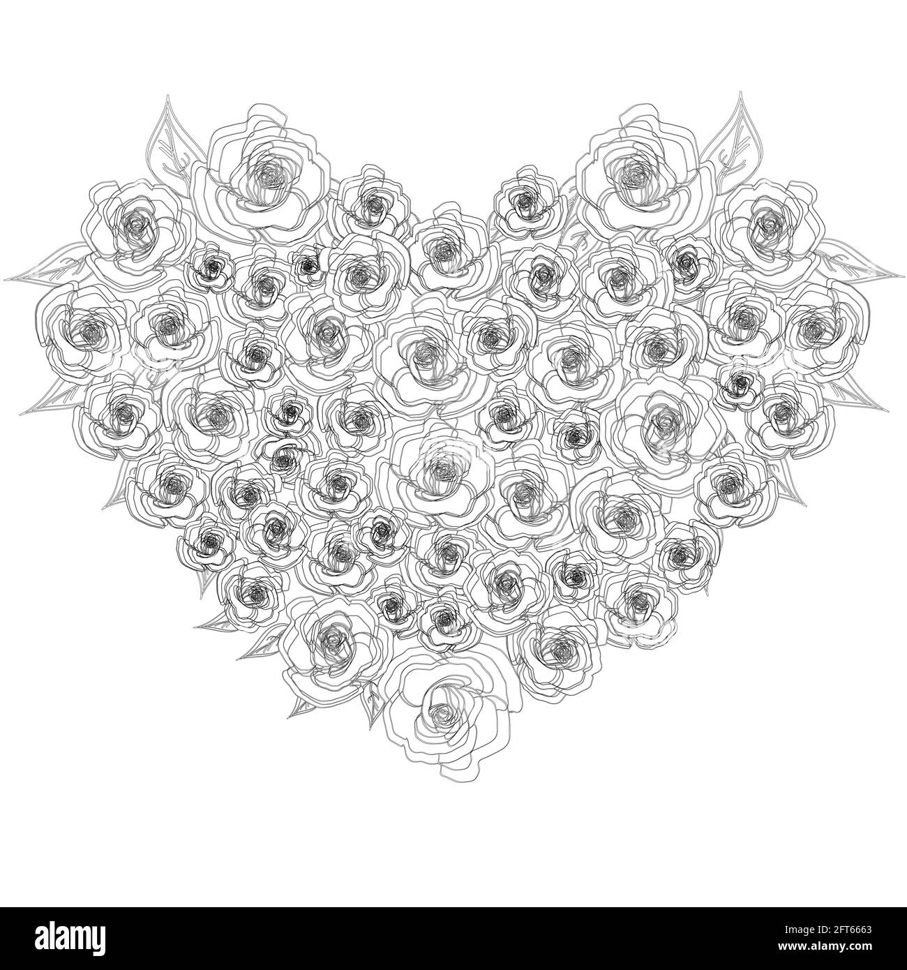Coloring for adults and children. Heart of roses Stock Vector Image ...