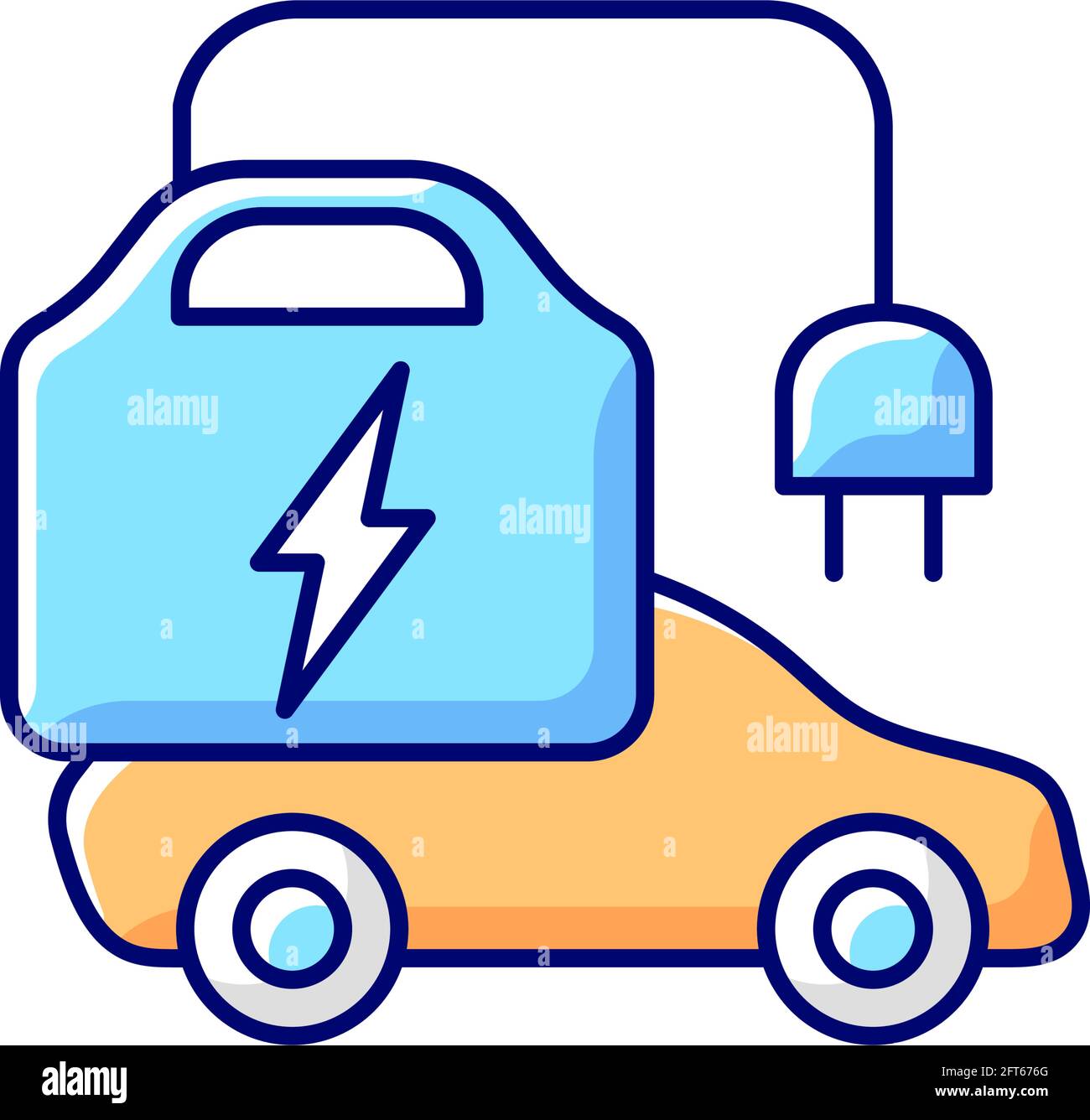 Portable EV charger RGB color icon Stock Vector