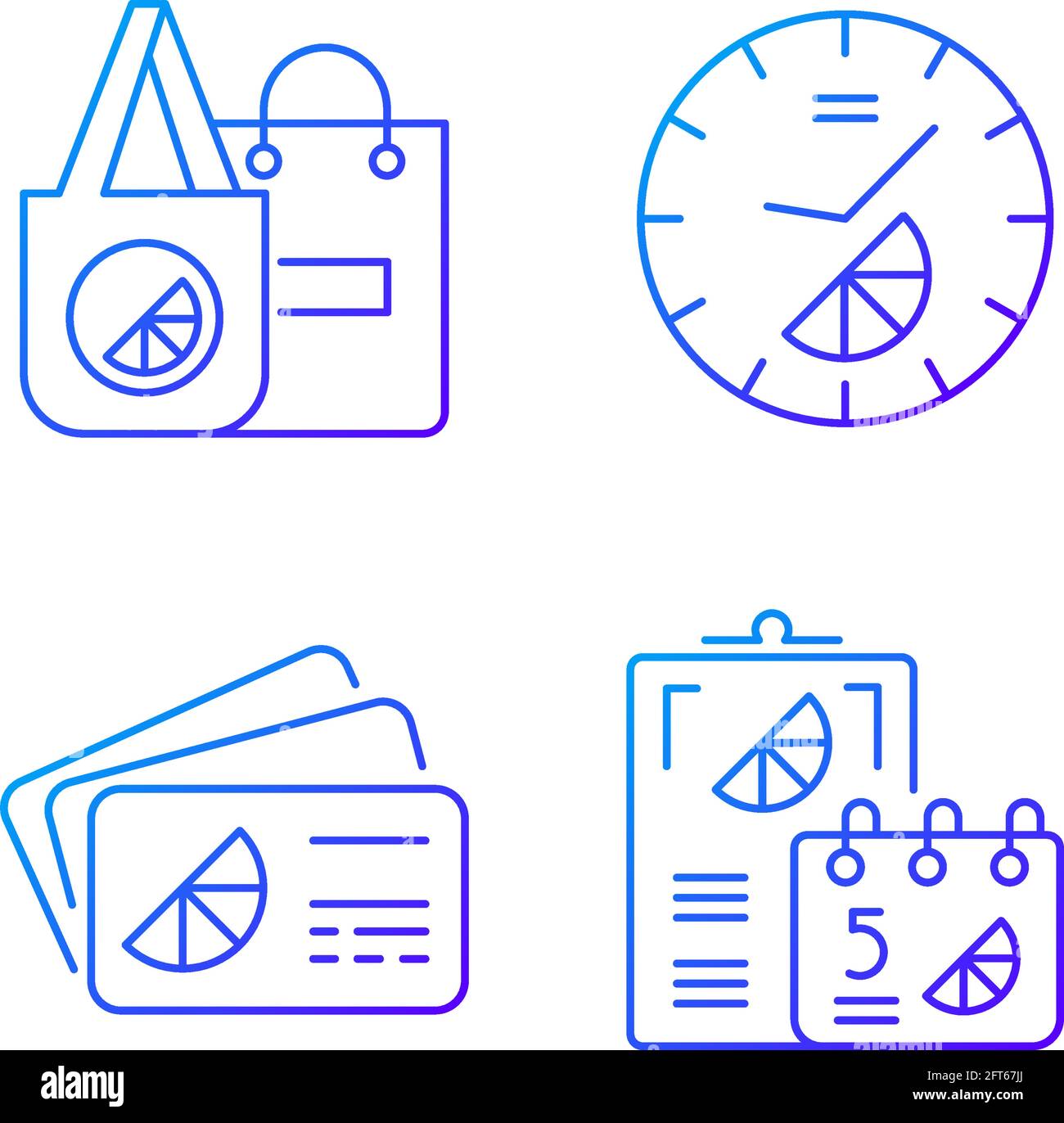 Company branding materials gradient linear vector icons set Stock Vector