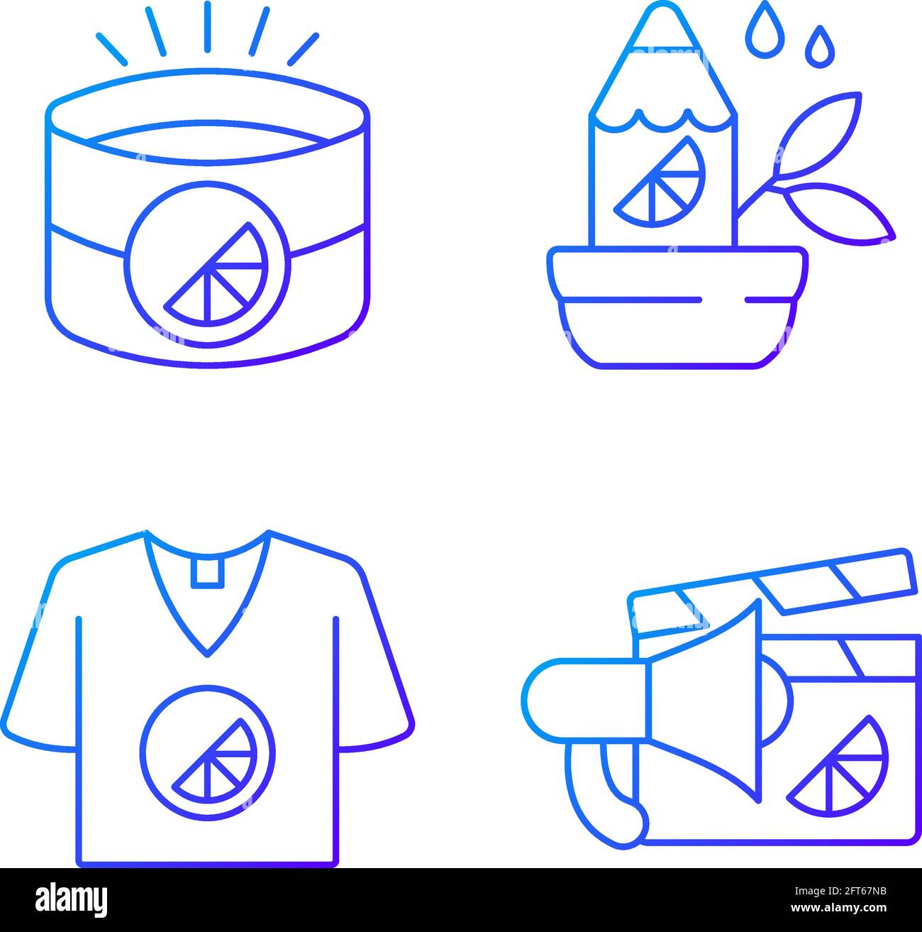 Company branding materials gradient linear vector icons set Stock Vector