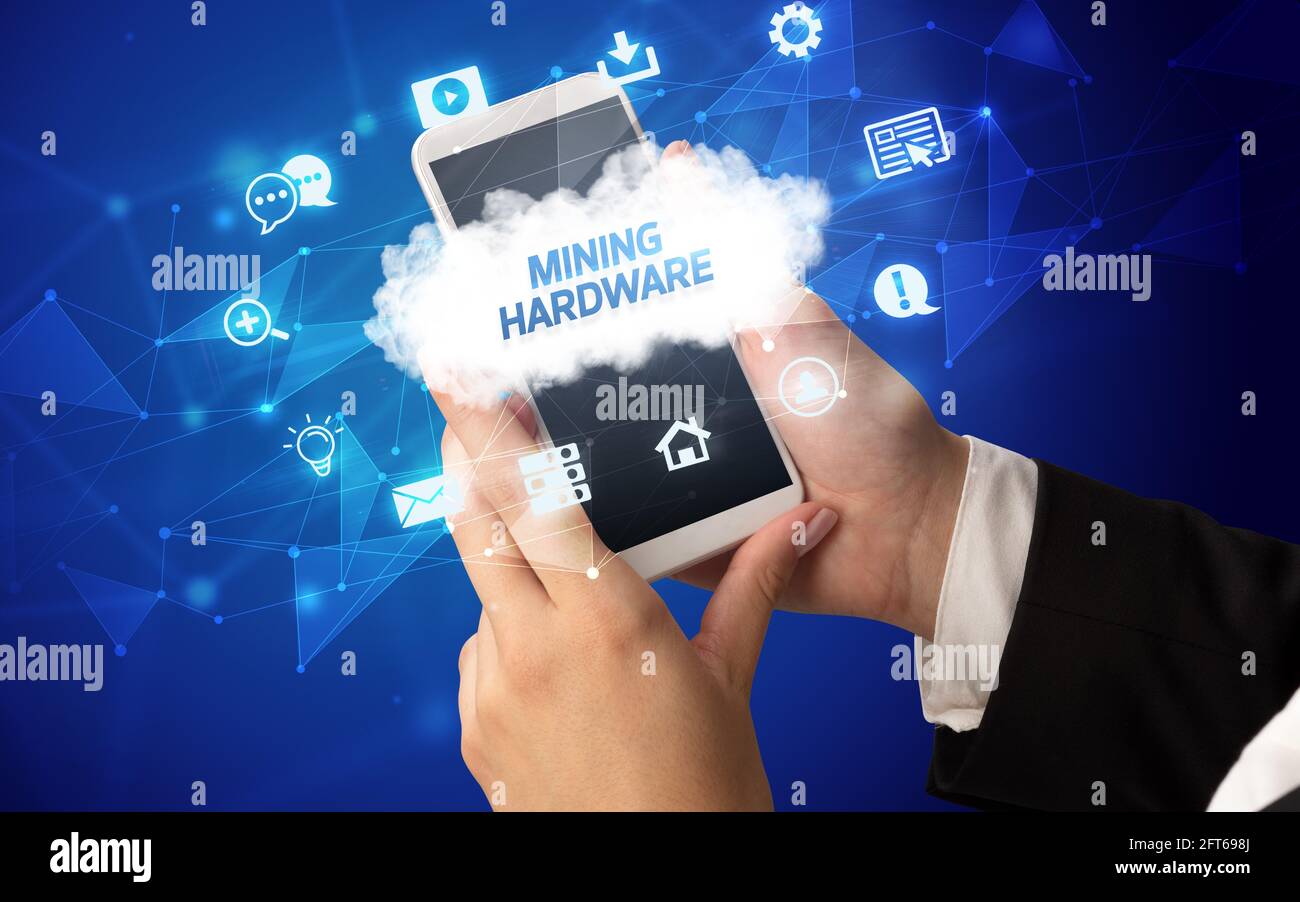 Hand using smartphone with cloud technology concept Stock Photo - Alamy