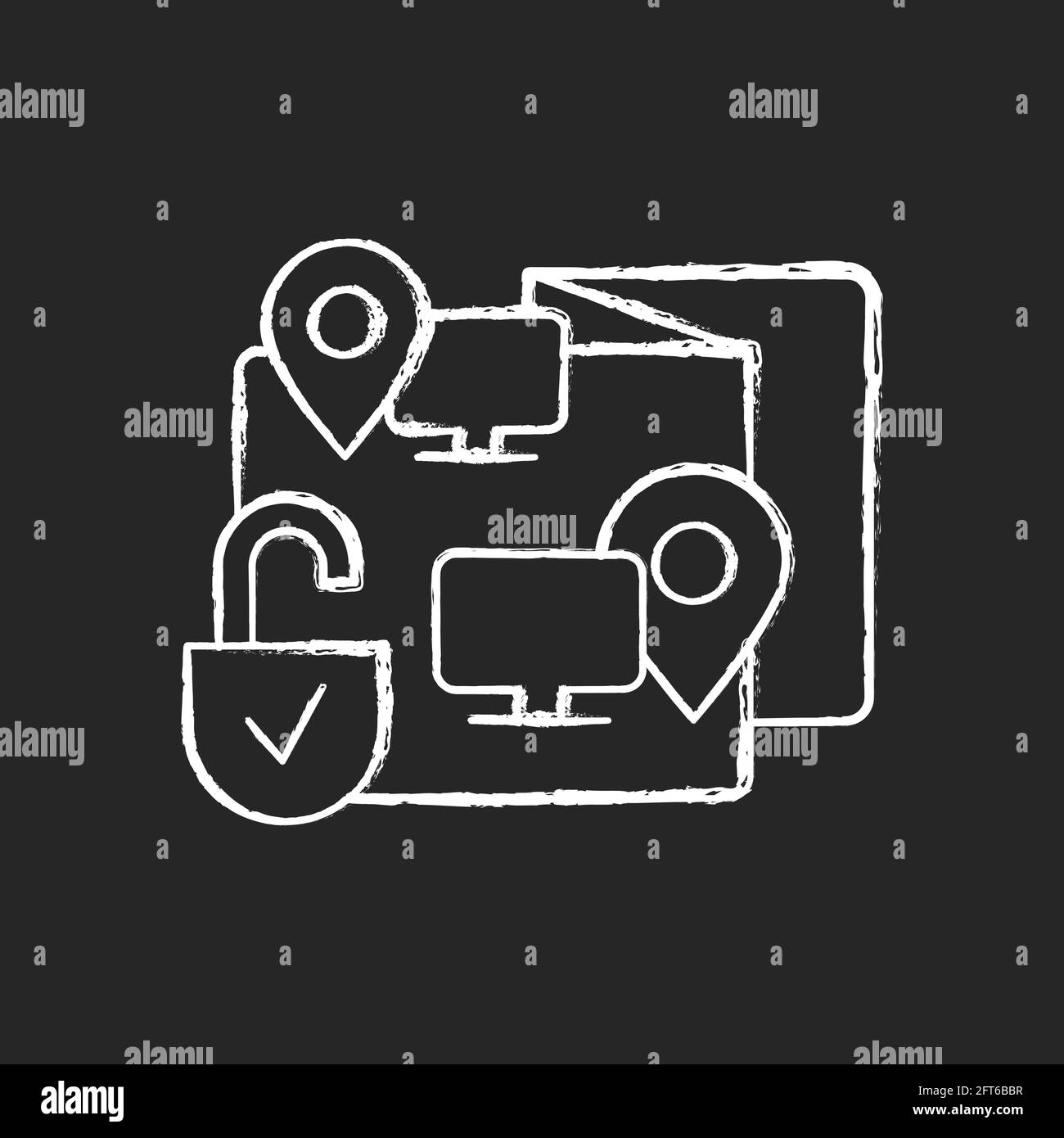 Remote co-watching chalk white icon on black background Stock Vector