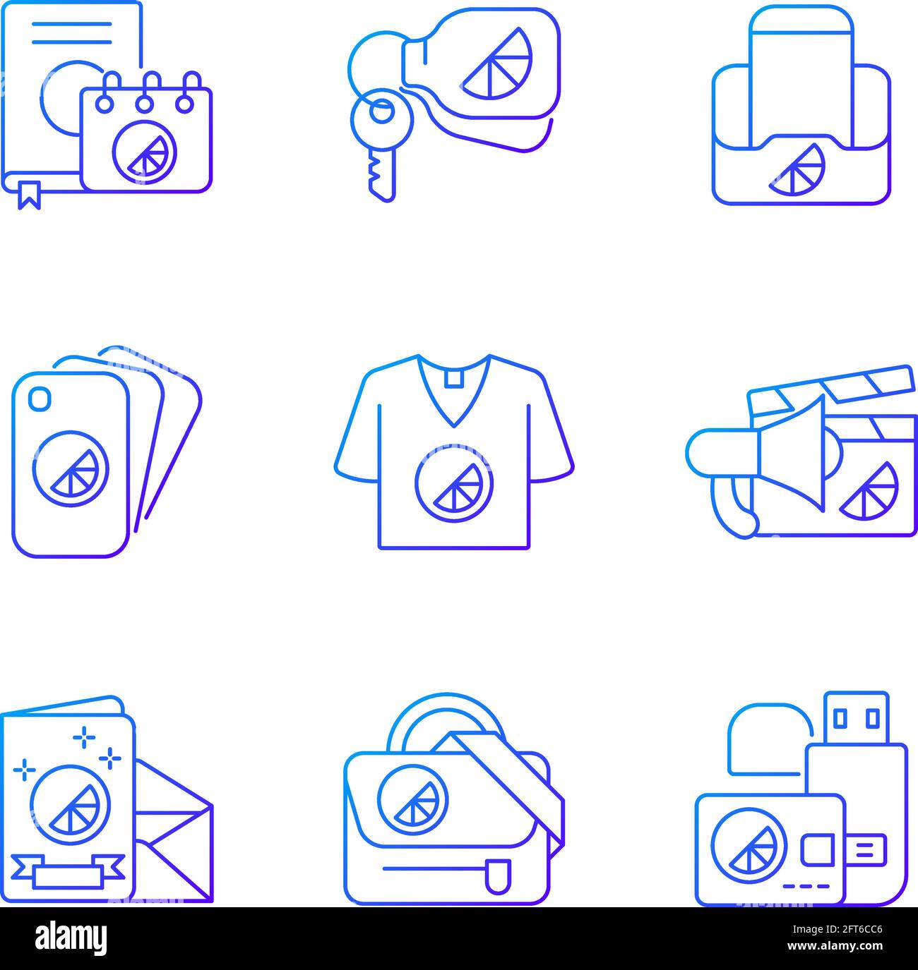 Company branding materials gradient linear vector icons set Stock Vector