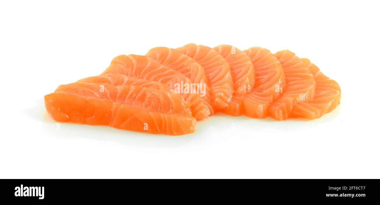 salmon fillets on white background Stock Photo - Alamy