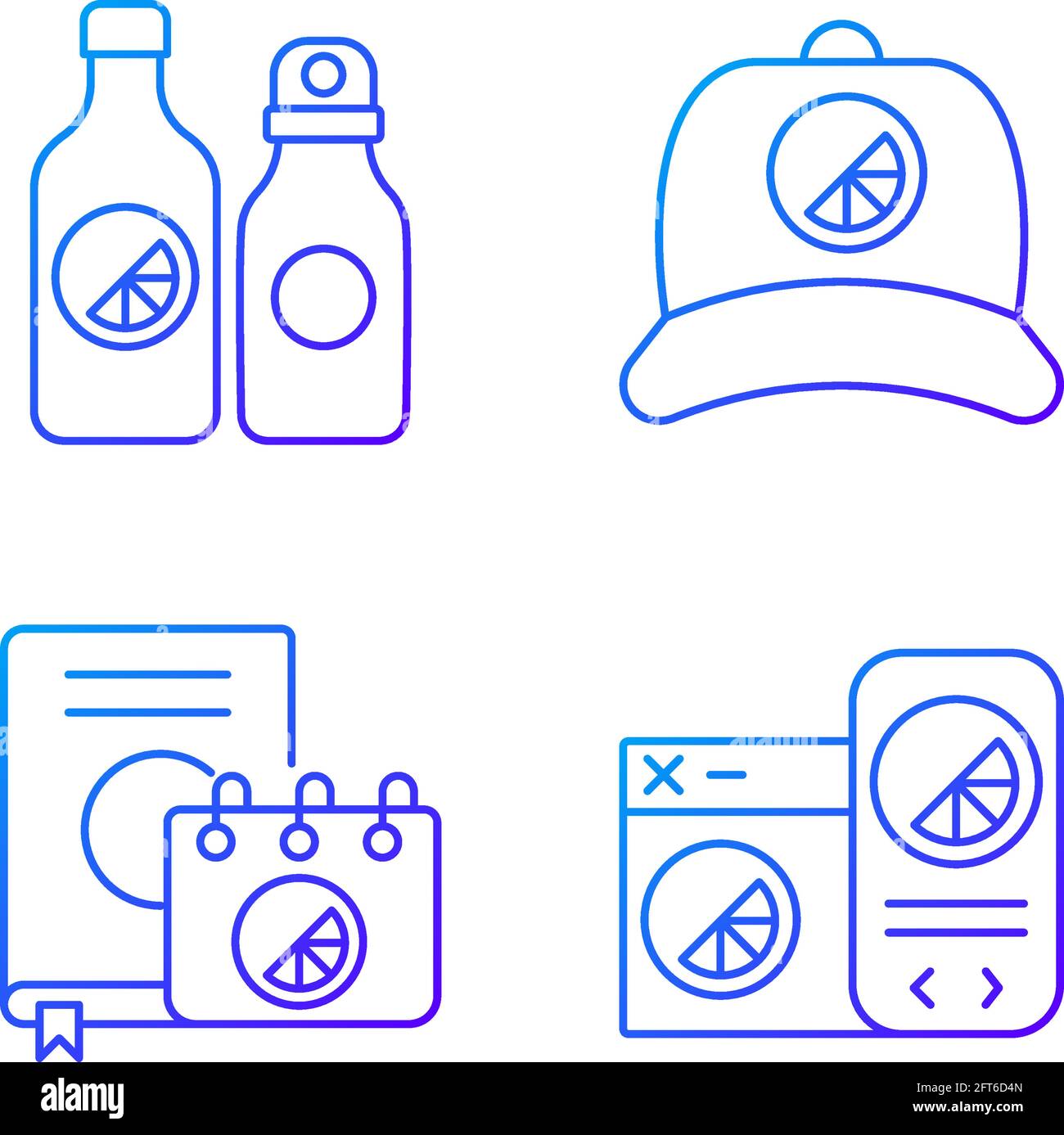 Company branding materials gradient linear vector icons set Stock Vector